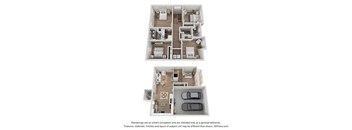 a floor plan of a house with two bedrooms and two bathrooms