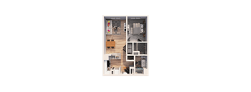 a floor plan of a house with a bedroom and a living room