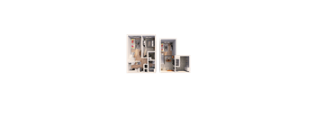 a view of a house and a picture of a room