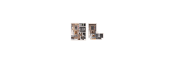 a rendering of two images of a house on a green background