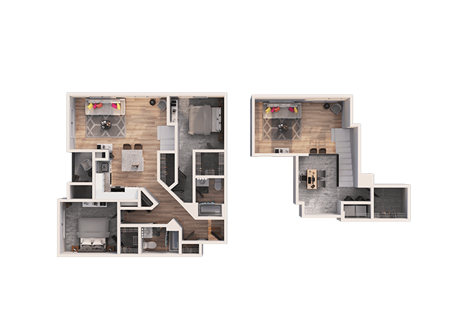 a rendering of two floor plans of a house