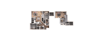 the bedrooms of the apartments are shown with different floor plans