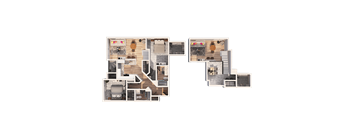 the bedrooms of the apartments are arranged in a rectangle with a floor plan