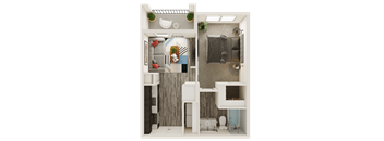 a1 floor plan  1 bedroom with closet  129