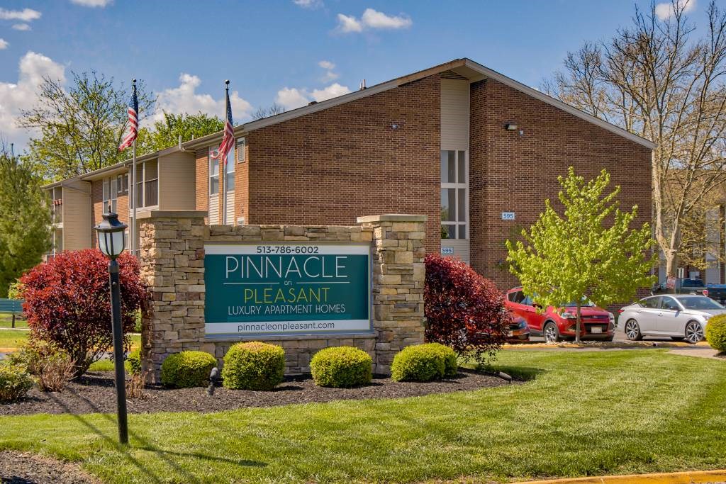 a building with a sign in front of it