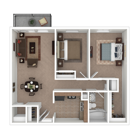 a floor plan of a studio apartment with a bedroom and living room
