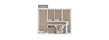 the interior of the apartment is decorated in white and brown tiles