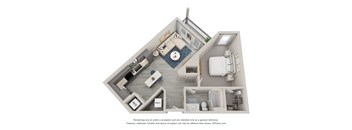a 1 bedroom floor plan is shown in this illustration