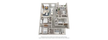 a stylized floor plan of a 3 bedroom192 sq ft house