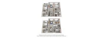 a stylized floor plan of a 1 bedroom apartment