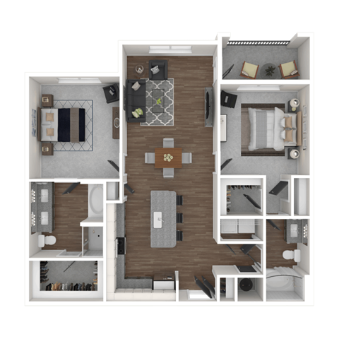 a1 floor plan  1 bedroom with 2 baths  129