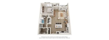 a 3d floor plan of a home with a bedroom