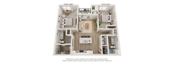 a 3d floor plan of a home with a bedroom and a living room