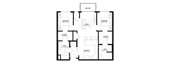 a floor plan of a house with a bedroom and a living room