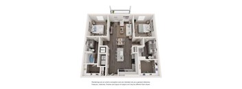 a 2 bedroom floor plan with a bathroom and a bedroom