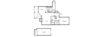 a floor plan of a house with a bedroom and a living room