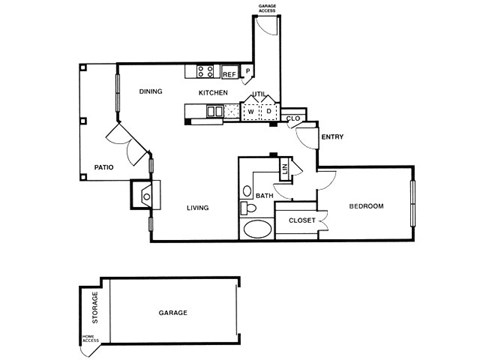 a floor plan of a house with a bedroom and a living room