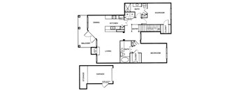 a floor plan of a house with bedrooms and a living room