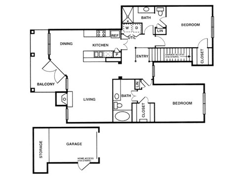 a floor plan of a house with bedrooms and a living room