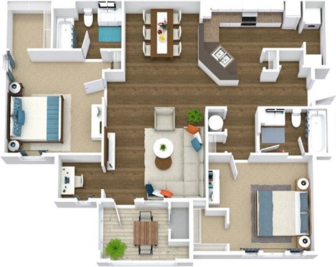 a floor plan of a house with furniture and a living room