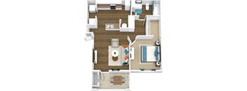 a floor plan of a house with a bedroom and a living room