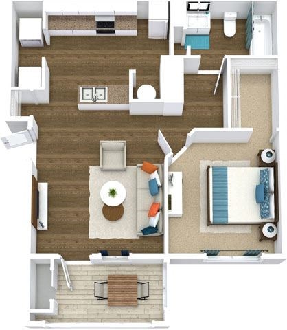 a floor plan of a house with a bedroom and a living room