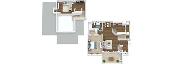 a floor plan of a house with a bedroom and a living room