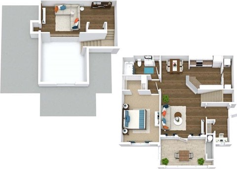 a floor plan of a house with a bedroom and a living room