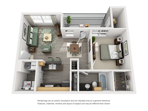a 1 bedroom floor plan  950 sq ft
