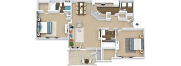 a floor plan of a house with furniture and a living room