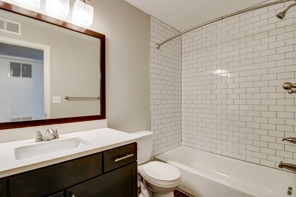 a bathroom with a sink and a toilet and a bath tub
