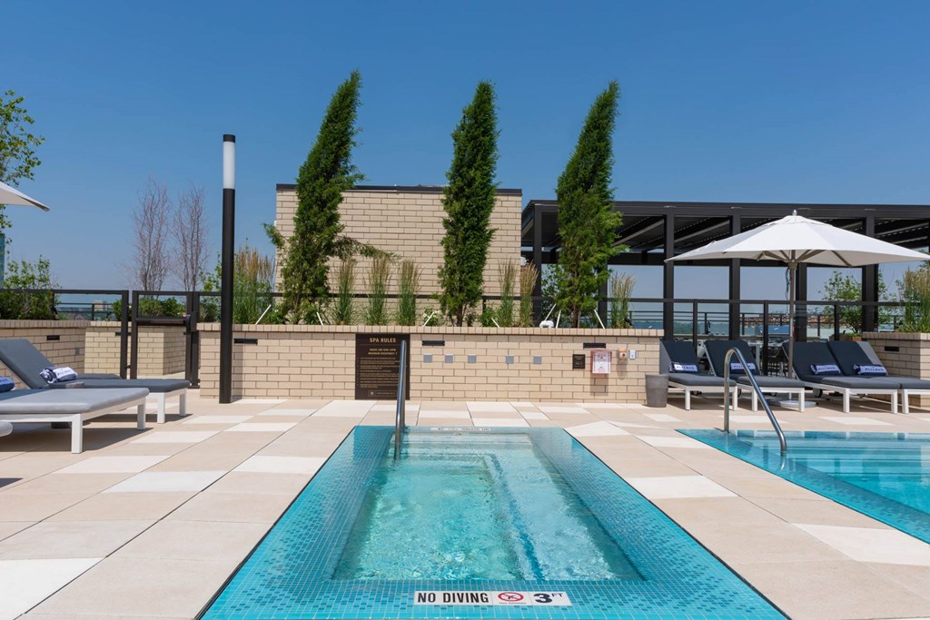 the pool on the roof of the building