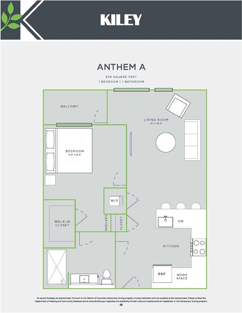 a floor plan of a bedroom apartment