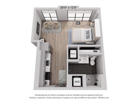 a 1 bedroom floor plan  villas at spring creek apartments