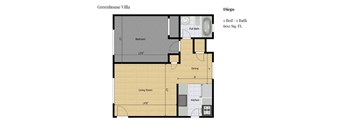 a floor plan with a bedroom and a bathroom