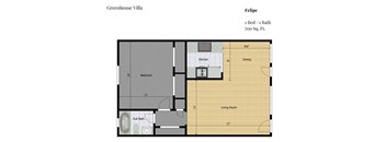 a floor plan of a house with a bedroom and a bathroom
