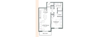 a floor plan of a small house with a bedroom and a living room