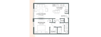 a floor plan of a small house with a bedroom and a living room