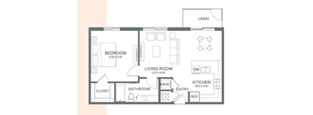 a floor plan of a living room and a bedroom