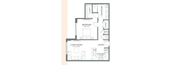 a floor plan of a small house with a bedroom and a living room