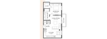 a floor plan of a living room with a kitchen and a dining room