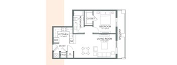 a floor plan of a house with a bedroom and a living room