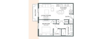 a floor plan of a house with a bedroom and a living room