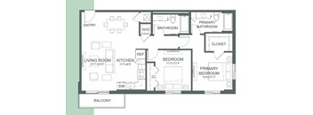 a floor plan of a house with a bedroom and a living room