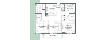 a floor plan of a house with bedrooms and a living room