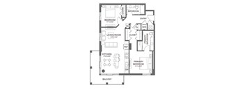 a floor plan of a house with bedrooms and a living room