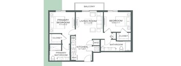 a floor plan of a house with bedrooms and a living room