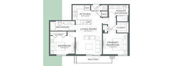 a floor plan of a house with bedrooms and a living room