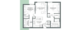 a floor plan of a house with bedrooms and a living room