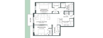 a floor plan of a house with bedrooms and a living room